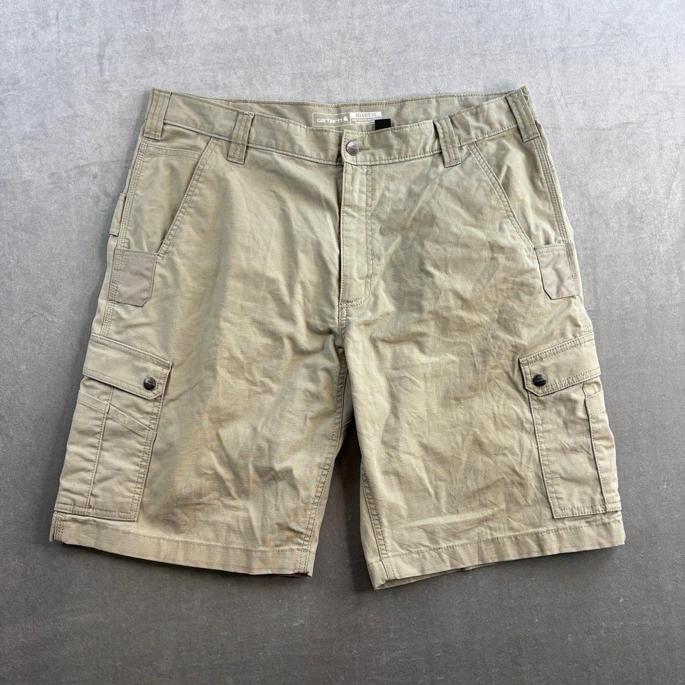 Carhartt Cargo Shorts Beige Rugged Flex Relaxed Fit Ripstop Workwear Men's 38